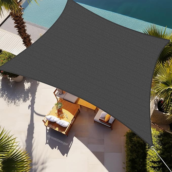 Shade&Beyond Rectangle Sun Shade Sail 12'X16' Permeable Canopy Dark Grey by ShadeBeyond