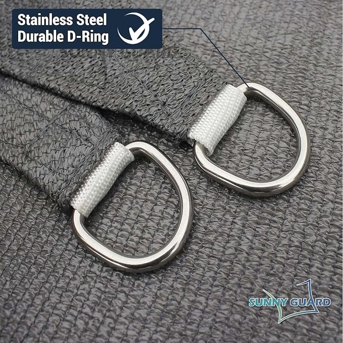 SUNNY GUARD Custom Size 5'x7'x8.6' Dark Grey Sun Shade Sail Right Triangle UV - Image 6