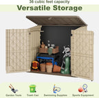 Plastic Outdoor Storage Shed, 36 Cu Ft Waterproof Outdoor Storage Cabinet - Image 4