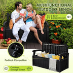 Greesum 80 Gallon Outdoor Storage Bench, Deck Box, Dark Black | - Image 4