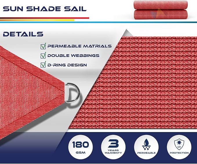 Windscreen4less 18' x 18' x 18' Sun Shade Sail Triangle Outdoor Canopy Cover UV - Image 3