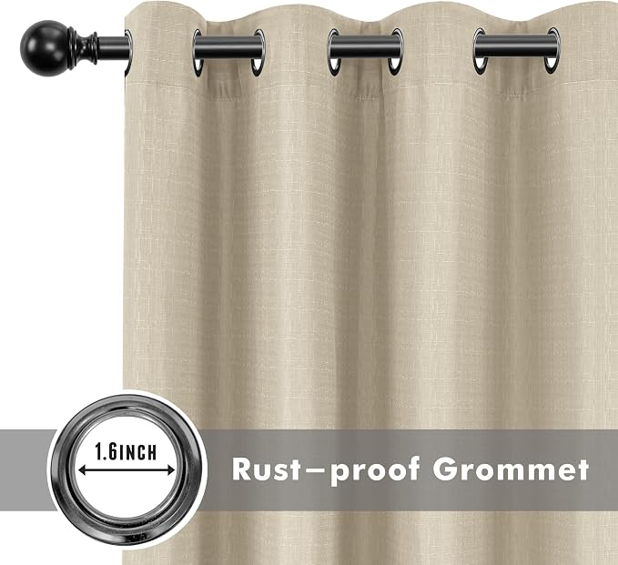 Linen Outdoor Curtains for Patio Waterproof 6 Pcs 54x84 In Cream | Light - Image 4
