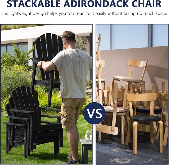 Compact Stackable Adirondack Chairs Set of 2, All-Weather - Image 3