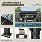 AirWire 12'x16' Louvered Pergola All-Aluminum Gazebo Dark Gray | Outdoor Pergola - Image 6