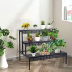 aboxoo 3-Tier Stair Style Metal Plant Stand, Large Indoor Outdoor Shelf | Holds - Image 7