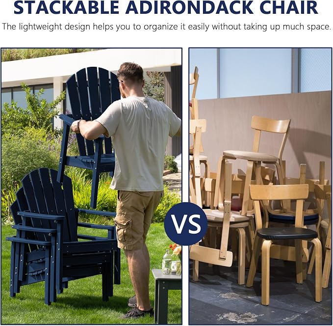 Stackable Set, 4 Chairs with 47in Table, All-Weather HDPE, HDPE All-Weather - Image 6