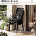 Tangkula Outdoor Stackable Patio Dining Chairs Set of 4, Breathable Fabric - Image 5