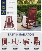 Oversized Outdoor Rocking Chairs Set of 2, HDPE Porch Rockers - Image 8