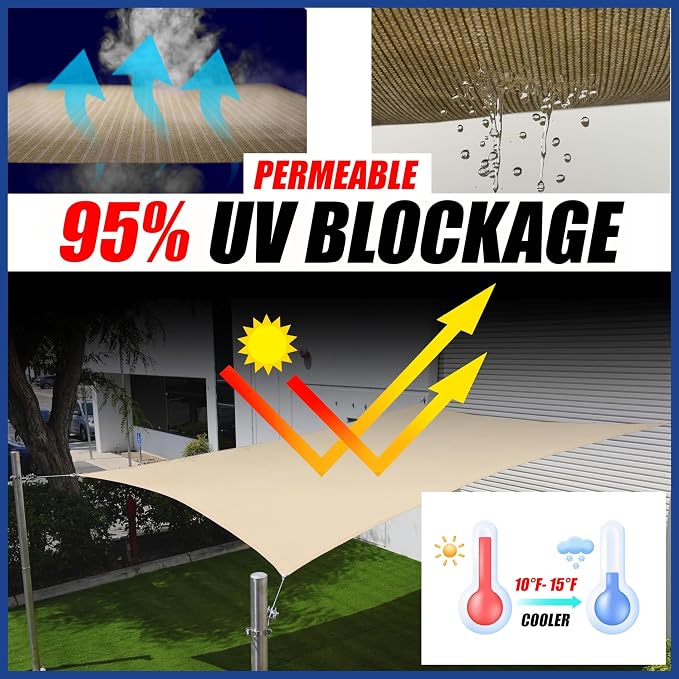 13' x 20' x 23.9' Brown Sun Shade Sail UPF50 Right Triangle SMTAPT12 Canopy - Image 2