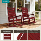 SERWALL Outdoor Rocking Chair Set of 4, Oversized HDPE Rocker, All Weather - Image 9