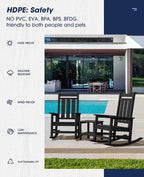 Oversized Outdoor Rocking Chair Set of 4, HDPE Patio Rockers - Image 6
