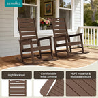 SERWALL Outdoor Rocking Chair Set of 2, Oversized HDPE Rocker, All Weather - Image 5