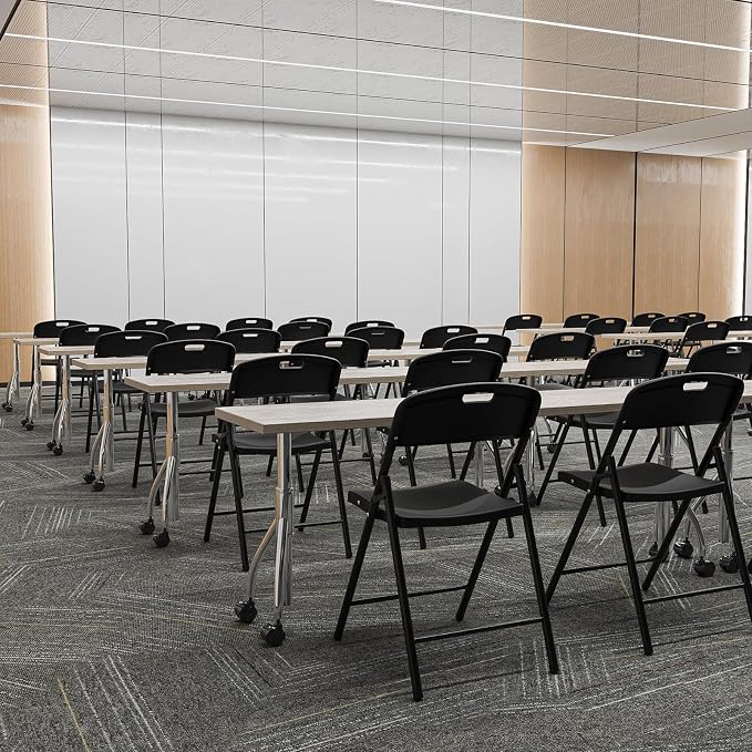 Bonnlo 2-Pack Black Plastic Folding Chairs, Portable Seat - Image 9