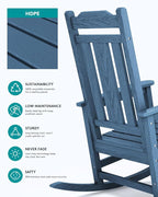 SERWALL Outdoor Rocking Chair, HDPE Oversized Rocking Chair Outdoor - Image 7
