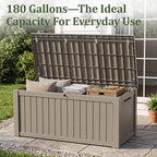 180 Gallon Resin Deck Box, Waterproof Lockable Outdoor Storage Box Container - Image 5