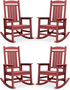 SERWALL Outdoor Rocking Chair Set of 4, Oversized Patio Rocking Chair, Porch by SERWALL