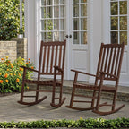 Flamaker Acacia Wood Outdoor Rocking Chairs Set of 2 | High Back and Widen - Image 7
