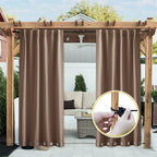 NICETOWN 2 Panels Outdoor Curtains Waterproof Extra Long W52xL108 Tan | - Image 9