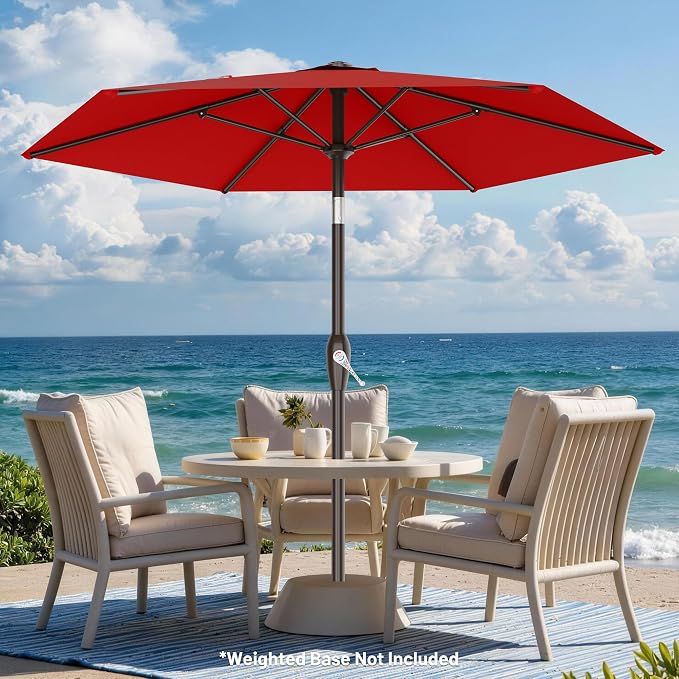 7.5FT Patio Umbrella Table Market Umbrella w/Tilt and Crank Heavy-Duty Round - Image 6