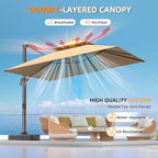 10' X 13' Outdoor Patio Umbrella Large Rectangle Cantilever Umbrella Heavy Duty - Image 4