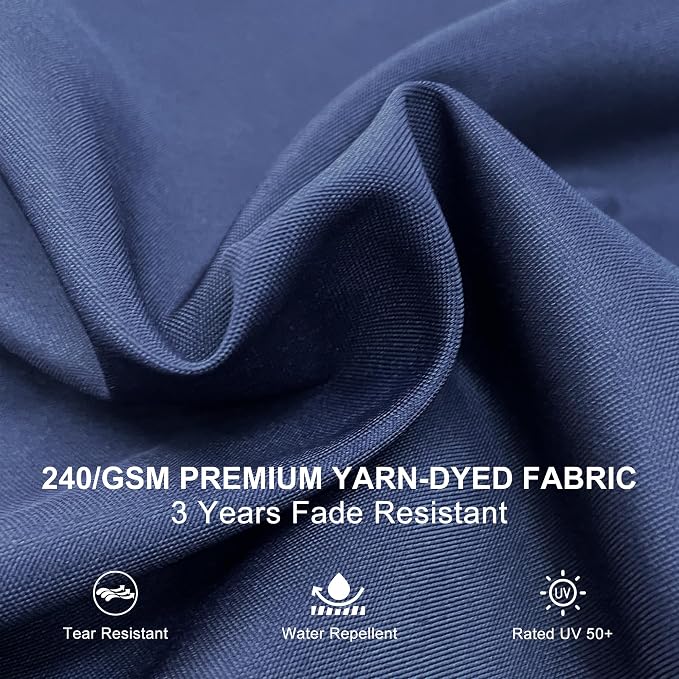 PURPLE LEAF Cantilever Patio Umbrellas 12' x 12' Large Double Top Navy Blue | - Image 5