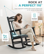Oversized Outdoor Rocking Chair, 380lbs Heavy-Duty Large Patio Rocker, Weather - Image 5