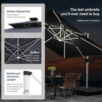 PURPLE LEAF Cantilever Umbrella 10' X 13' Double Top Solar LED Light, Stays - Image 3