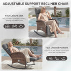 3 Pieces Zero Gravity Wicker Patio Rocking Recliner Chairs Set of 2 - Image 3