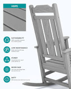 SERWALL Oversized Outdoor Rocking Chair, Patio Rocking Chair, Space Gray | - Image 3