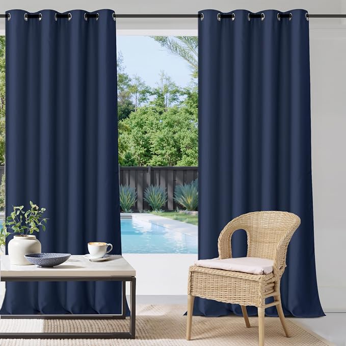 Porch Curtains Outdoor Waterproof W52 x L95 Inch Navy Blue, 1 Panel | Patio by StangH