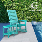 GREENVINES Oversized Outdoor Rocking Chairs Set of 4, HDPE Rocker, Aqua | 21.7" - Image 2