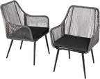 Patio Dining Chairs Outdoor Dining Chairs Set of 4, Woven Twisted Wicker Rattan - Image 9