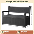 80 Gallon Outdoor Storage Bench, Resin Outdoor Storage Box - Image 2