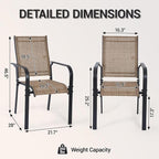 Patio Dining Chairs Set of 4, All-Weather High Back Textilene Stackable Chairs - Image 3