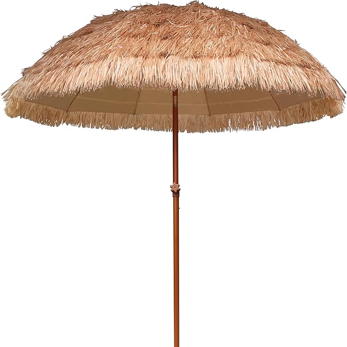 AMMSUN 7.5ft Hula Thatched Tiki Patio Beach Umbrella Hawaiian Style 10 Ribs UPF by AMMSUN