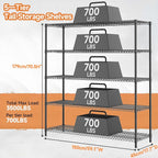 M MZG 3500LBS 59" W 5 Tiers Storage Shelves, Metal Shelving Wire Metal Shelving - Image 3