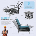 Incbruce 2 Pieces Outdoor Lounge Recliner Set, Adjustable Metal Recliner Sofa - Image 3