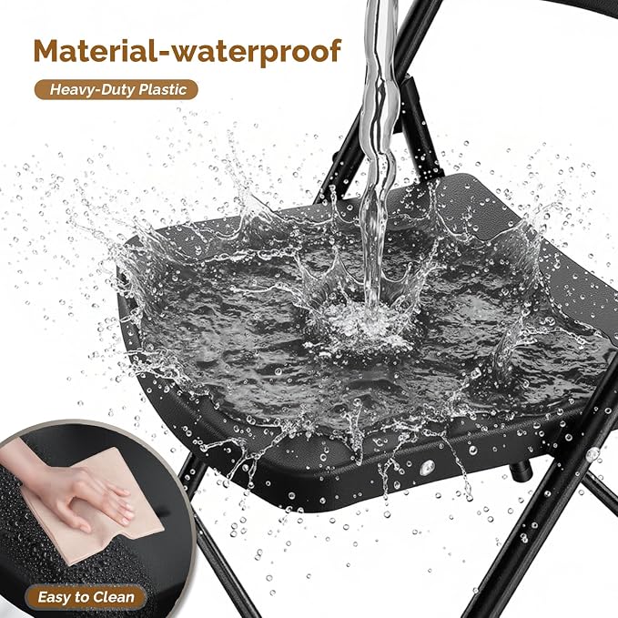 Bonnlo 10-Pack Black Plastic Folding Chairs, Portable Seat - Image 3