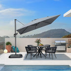 PURPLE LEAF Patio Outdoor Umbrella 9' x 9' Square All-Weather Light Grey | - Image 2