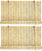 Bamboo Roll Up Shades 2 Pack, Reed Roller Blinds 47" W x 71" H, Natural Light - Image 2