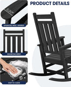 Oversized Outdoor Rocking Chair Set of 6, HDPE Patio Rockers - Image 8