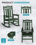 Oversized Outdoor Rocking Chairs Set of 2, 380lbs Heavy-Duty Large Patio Rocker - Image 3