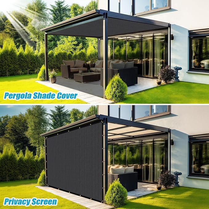Amagenix 90% Pergola Shade Cover 9'X 20' Dark Gray Sun Shade Cloth - Image 4