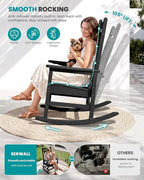SERWALL Outdoor Rocking Chair Set of 2, Oversized Porch Rocker, Contoured 19.6" - Image 4