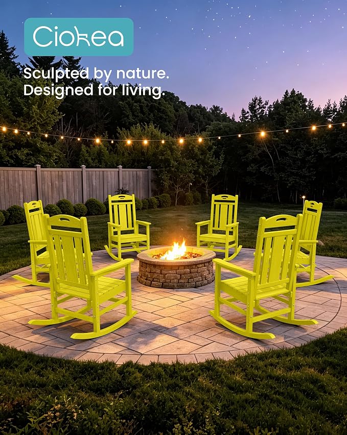Oversized Outdoor Rocking Chairs Set of 2, 380lbs Heavy-Duty Large Patio Rocker - Image 9