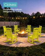 Oversized Outdoor Rocking Chair, 380lbs Heavy-Duty Large Patio Rocker, Weather - Image 9