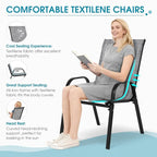 Outdoor Stackable Chairs Set of 4, Textilene Fabric, - Image 4