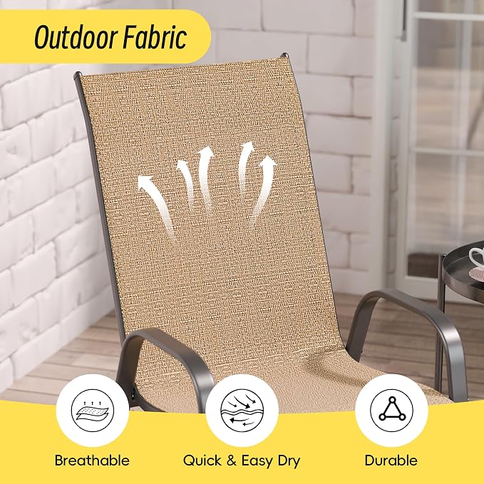 Patio Chairs Set of 6, Stackable Outdoor Dining Chairs Set - Image 6