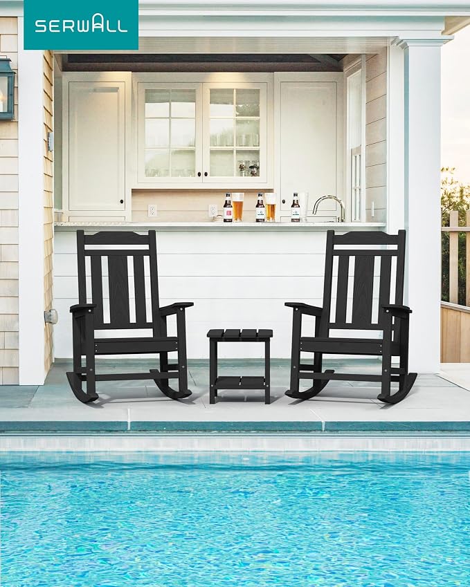 SERWALL HDPE Oversized Outdoor Rocking Chairs Set of 6, Patio Rocker, All - Image 7