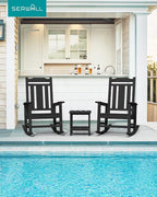 SERWALL Rocking Chair Outdoor, HDPE Front Porch Rocker - Image 2